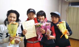 第1499回　百草テニスガーデン　女子チーム戦優勝:飯高・原田・髙橋・小鴨チーム