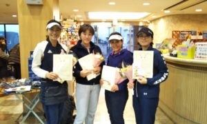 第1508回　緑ヶ丘テニスガーデン　女子チーム戦優勝:鈴木・清水・松田・龍チーム