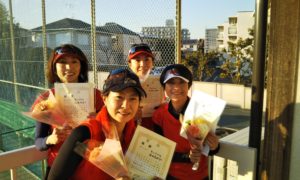 第1519回　関町ローンテニスクラブ　女子チーム戦優勝:原田・髙橋・松本・西村チーム