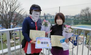 第2063回　善福寺公園テニスクラブ　女子ダブルス準優勝:中村・河合ペア