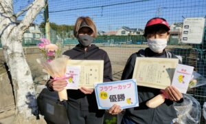 第2066回　関町ローンテニスクラブ　女子ダブルス優勝:田中・久保田ペア