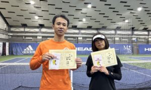 第312回　MTSテニスアリーナ三鷹　ナイターミックスダブルス準優勝:岡本・三重野ペア