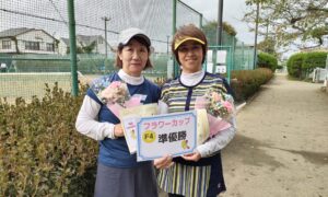 第2440回　善福寺公園テニスクラブ　女子ダブルス準優勝:藤野・應武ペア