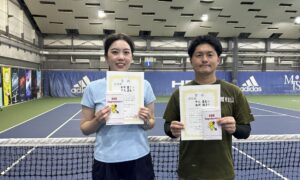 第339回　MTSテニスアリーナ三鷹　ナイターミックスダブルス準優勝:西岡・中丸ペア