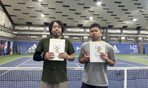 第342回　MTSテニスアリーナ三鷹　ナイター男子ダブルス優勝:東浦・瀬井ペア