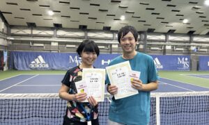 第345回　MTSテニスアリーナ三鷹　ナイターミックスダブルス準優勝:久保田・石井ペア