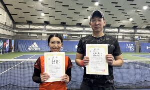第348回　MTSテニスアリーナ三鷹　ナイターミックスダブルス優勝:磯崎・荒金ペア