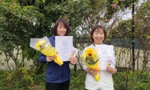 第2575回　桜台テニスクラブ　女子ダブルス準優勝:鈴木・河本ペア