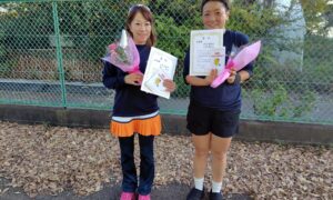 第2677回　サンライズテニススクール調布校　女子ダブルス準優勝:水戸・中本ペア