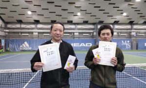 第352回　MTSテニスアリーナ三鷹　ナイター男子ダブルス　中級以下準優勝:相田・佐藤ペア