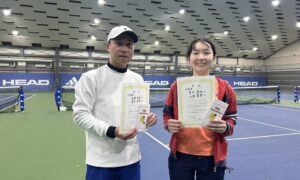 第353回　MTSテニスアリーナ三鷹　ナイターミックスダブルス　中級以下準優勝:山根・宮木ペア