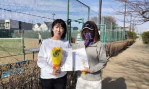 第2729回　善福寺公園テニスクラブ　女子ダブルス　ＦＢ準優勝:寺島・川北ペア